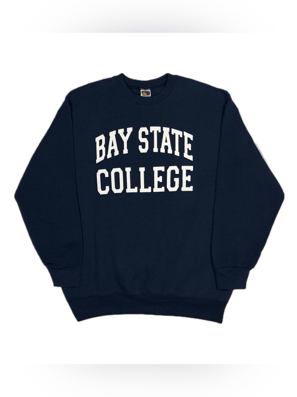 Vtg Y2K Fruit Of The Loom Best Navy Bay State College Crewneck Sweatshirt Men XL
